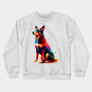 Vibrant Australian Kelpie in Colorful Splash Art Style Crewneck Sweatshirt